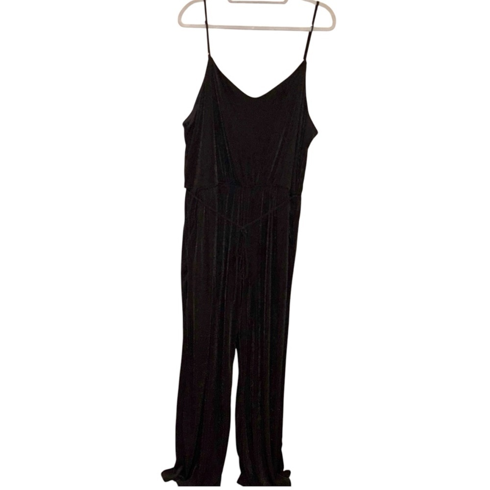 Gilli Adjustable Spaghetti‎ Strap Wide Leg Jumpsuit Pockets black size 2X